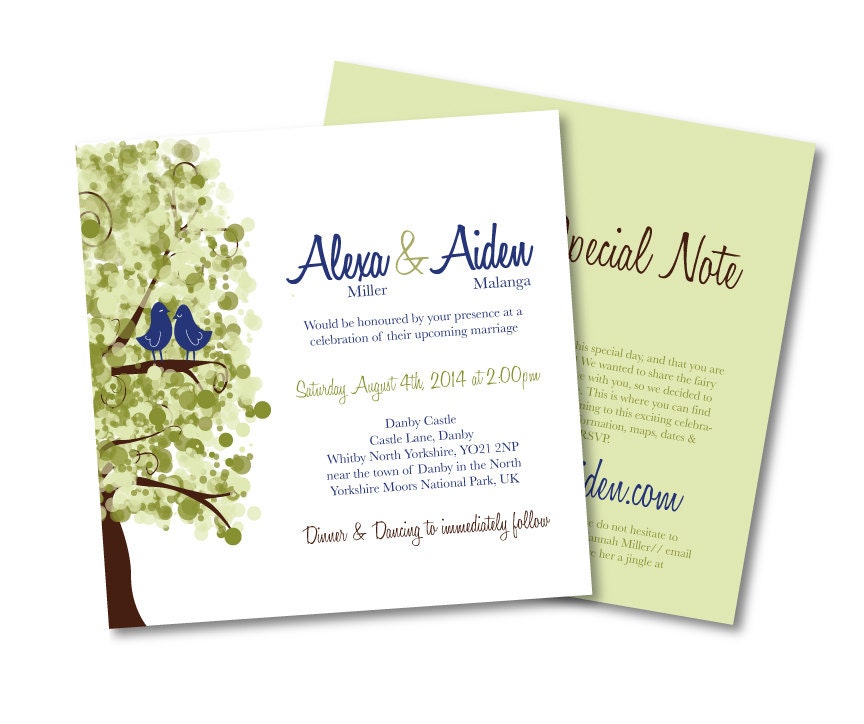Whimsical Love Bird Wedding Invitation Set, Save the Date, Thank You Card, Illustrative wedding invitation set, Printable, DIY wedding