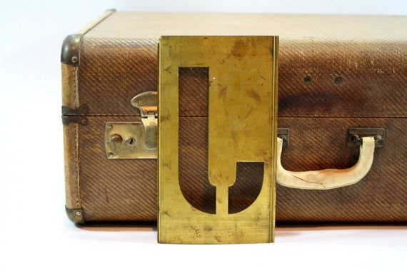 Vintage Brass Stencil / Letter J Brass Stencil