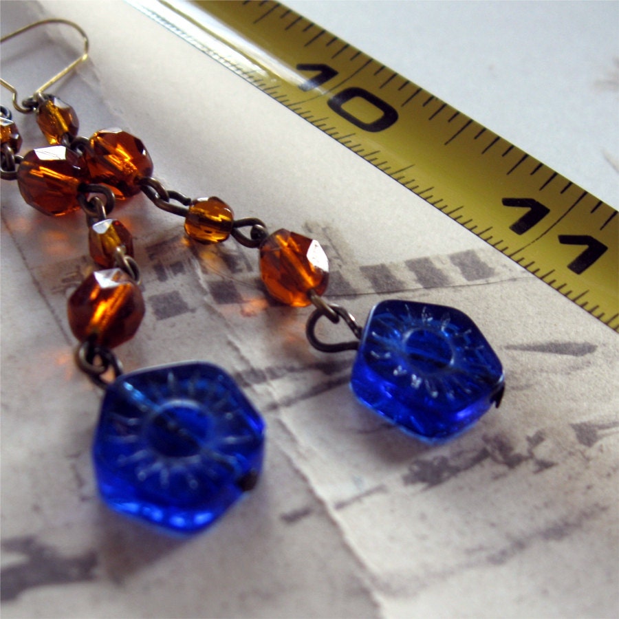 Cobalt Blue Glass Earrings