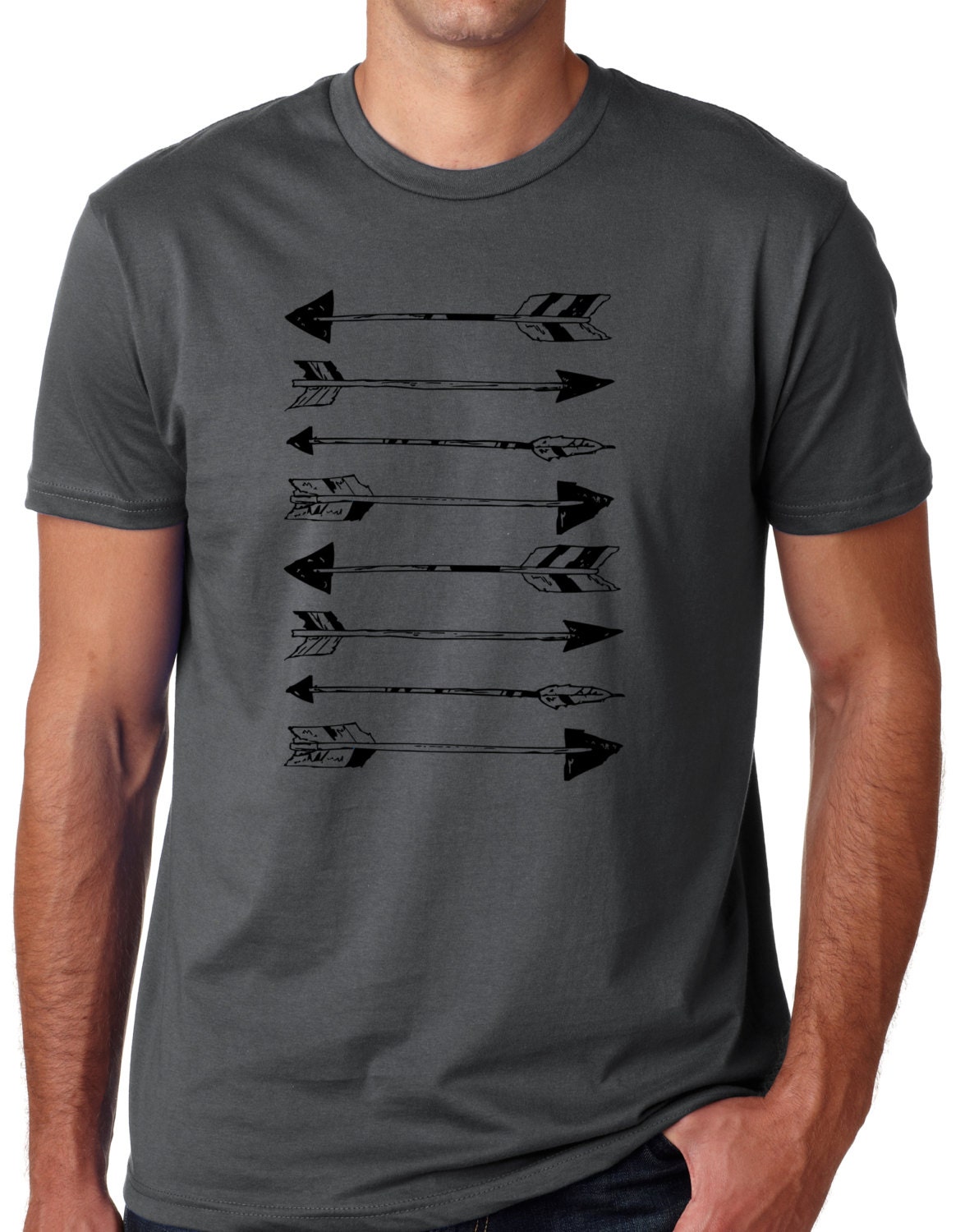 Arrows - Smoke Gray or Gold Mens Shirt - Mens Native American Style / Arrows / Archery Shirt - Two Colors Available