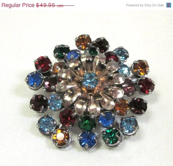 BIG SALE Gorgeous Colorful Barclay Signed Very Collectible Vintage Brooch 1930s