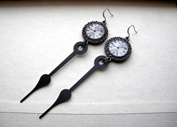 Steampunk Earrings Repurposed Clock Hands