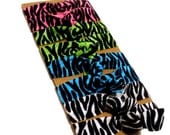 Hair Ties - Bloom & Bling Bands - Zebra (Set of 8) Hair Ties - Pink, Electric Blue, Green, Black, White Ponytail, Pigtails