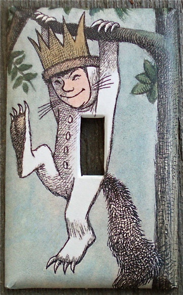 Where the Wild Things Are Light Switch Plate / Upcycled / Recycled