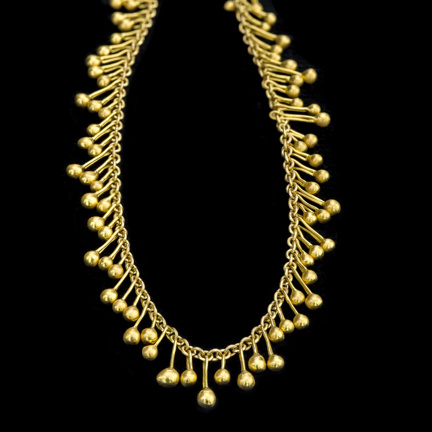 Dancing 22k Solid Gold Drops On 18k Chain Necklace, Delicate & Uniqe, Exclusive Design, Fine Jewelry, Handmade, Bridel Jewelry.