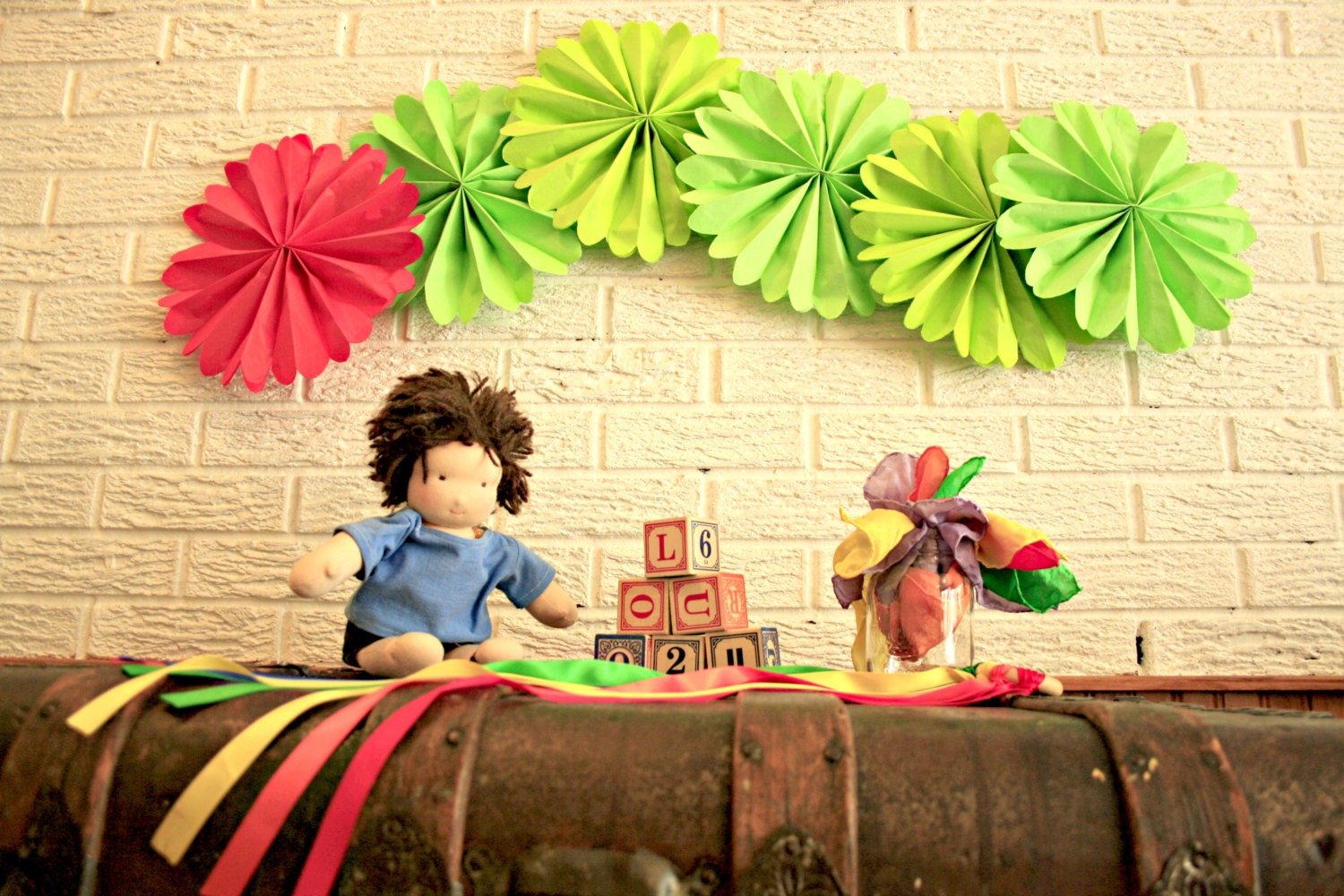 very hungry caterpillar ... 6 pomwheels .... party decor // birthday party decorations // pinwheels