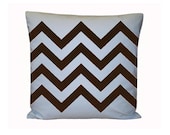 Chevron Printed Pillow Cover Brown and Blue Pillow, sizes 14 inch pillow, 16 inch pillow,