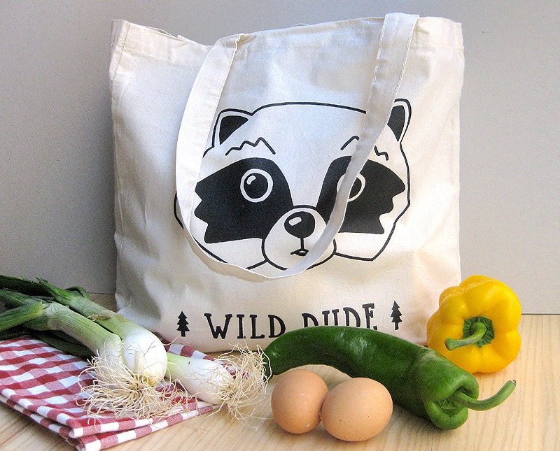 Organic cotton - Shopping Bag Raccoon - Tote bag
