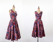 Vintage 60s Dress / Pink Abstract Print Dress