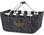 Swirls MONOGRAMMED Market Tote - LARGE - Custom - Personalized - Wedding Gift - Bridal Shower