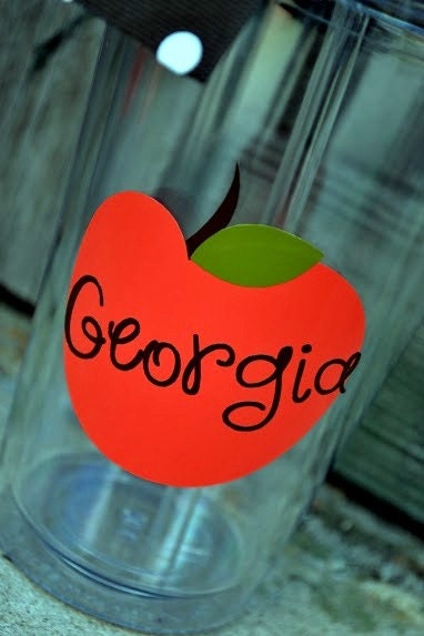 Georgia Peach CLEAR Personalized - 16oz - Tumbler cup with Lid & Straw - Bridesmaid Gift