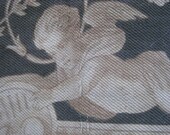 c1830 Antique French Fabric 19th Century Toile Quilt Fragment Cherubs Roses Scrolls