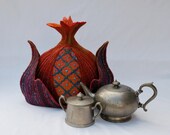 Felted teapot cozy pomegranate