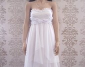 Formal Long Wedding Dress Reception Dress Alternative Wedding Dress : LAURINA Floral Asymetrical Strapless Sweetheart Dress Custom Size