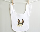 Baby bib, french bulldog. Organic cotton. Super soft.