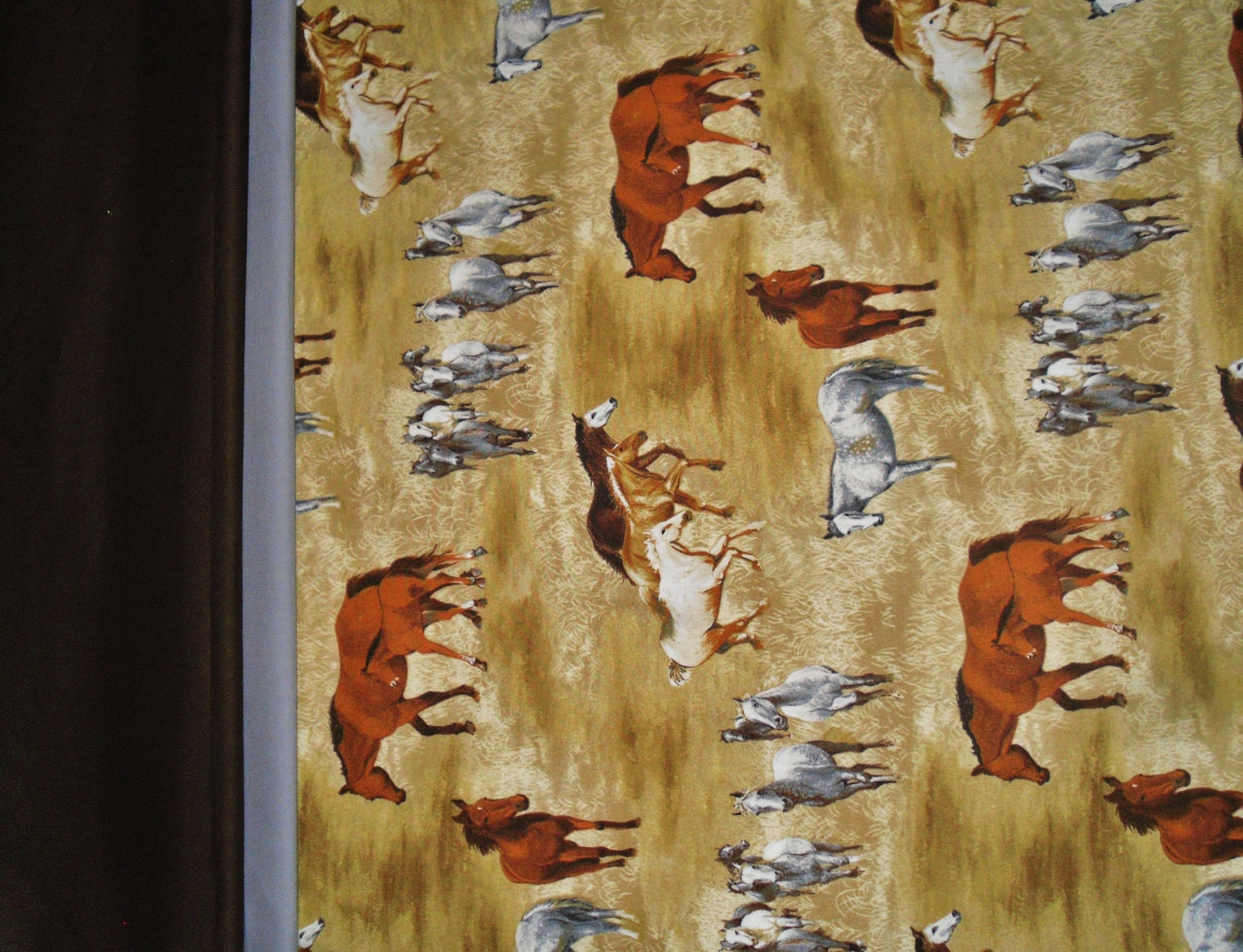 Horses Pillowcase - Ponies and Horses - Brown, gray, and tan   - Custom Embroidered Pillowcase