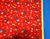 Curious George Pillowcase  - Money - Sports  - Custom Embroidered Pillowcase - Red Yellow Blue