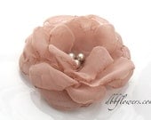 Dusty Pink Romantic Rose Fabric Flower Booch, Corsage, Headband, Hair Clip or Pin: Ambrosia