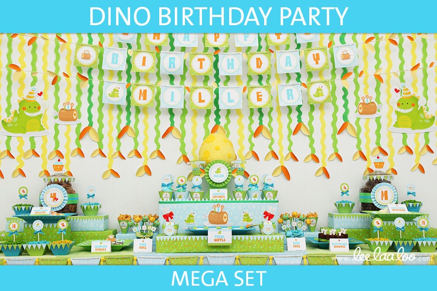 Dinosaur Birthday Party Mega Set - PERSONALIZED PRINTABLE DIY // Dino Feast - BV1v Il_570xn