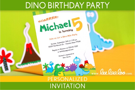 Dinosaur Birthday Party Invitation Personalized Printable // Dinosaur - B18Pa1 Il_570xn