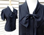 Black Bow Tie Secretary Blouse