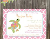 Sea Turtle - Pink and Green Baby Shower Invitation & Banner Package - Girl DIY Printable Il_170x135