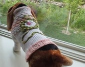 Dog Sweater Hand Knit English Garden Medium 15.5 inches long