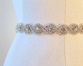Bridal beaded twisted crystal rhinestone wedding sash.  JANE