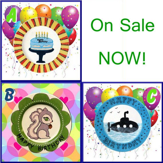 Ceramic Birthday Plates for Children - On SALE Now