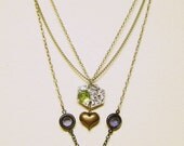 Steampunk Jewelry: Watch Gear and Hearts Pendant, Chain Necklace