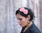 Adult Headband in Peach, Shabby Chic Flower Headband for Women and Teens