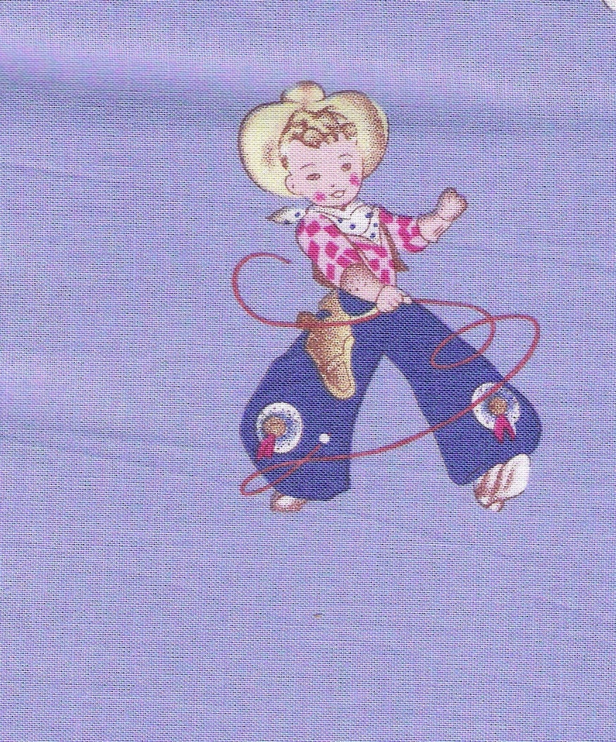 Blue Fabric Paris Bebe Fabric Cowboy Fabric Retro Fabric Cotton Fabric BTY - Fat Quarters Quilting Fabric  Craft Supplies YacketUSA
