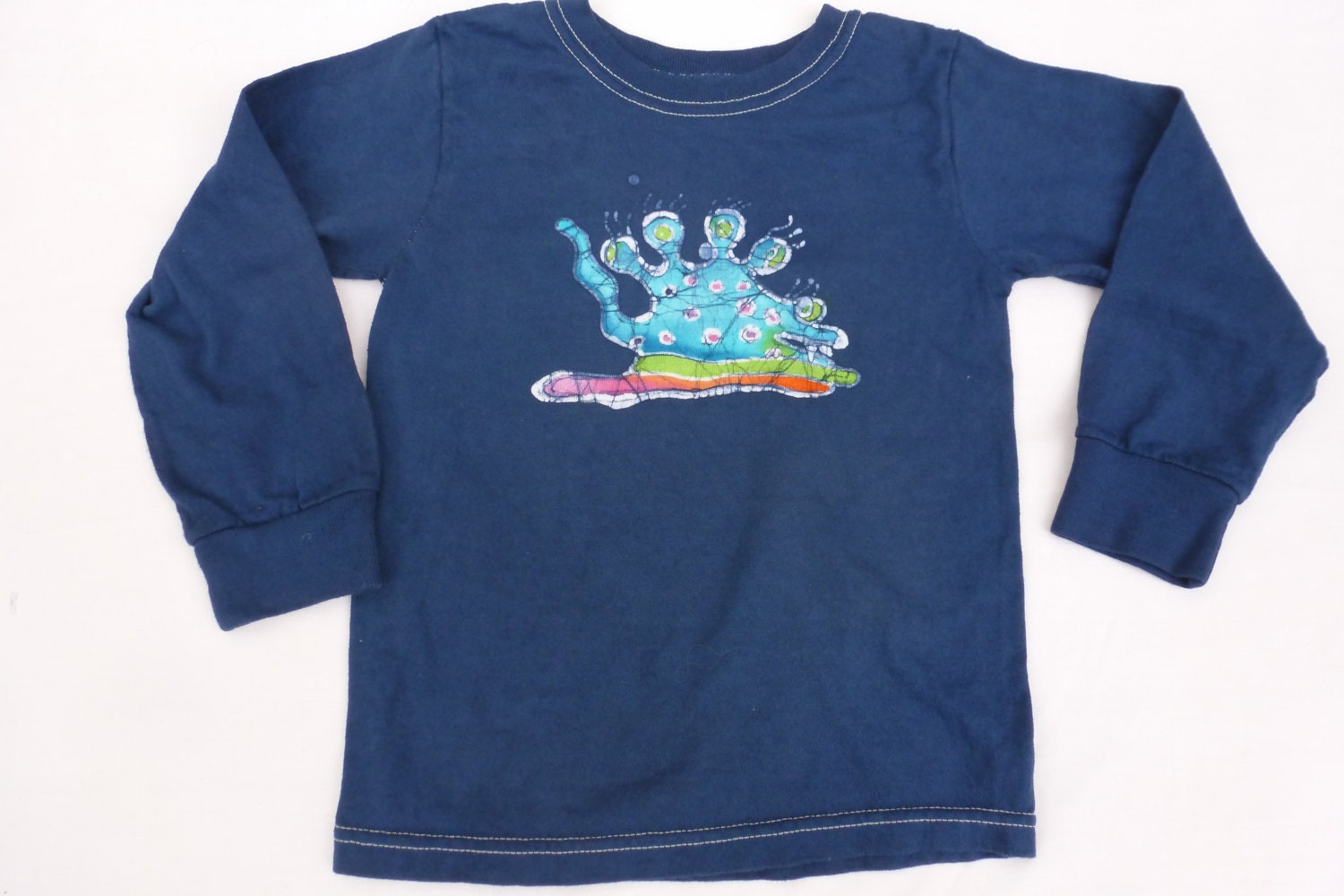 Youth Size S (6-7) navy batik tshirt.