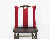Outdoor pillow - Stripe pillow - Modern decor - Red and white striped patio cushion - 18x18 accent pillow cover