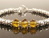 Topaz Bracelet, Amber Bracelet, Crystal, Silver, November Birthstone Jewelry, Topaz Jewelry, Sterling Silver Lobster Clasp