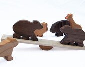 Animal Seesaw 3 pairs of animals, Wood Toy Balancing Game, Elephant, Giraffe, Bear, Lion, Hippo, Bunny.