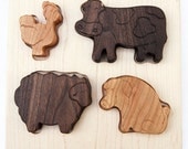 Farm Animals Puzzle, organic chunky wood puzzle for babies and toddlers