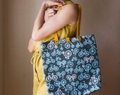 The Bicycle cotton and leather tote bag