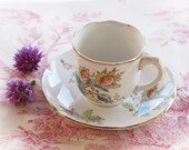 Pretty french  vintage cafe au lait cup and saucer, Espresso Cup, teacup, Tea Cup,authentic  porcelain  de GIEN country flowers