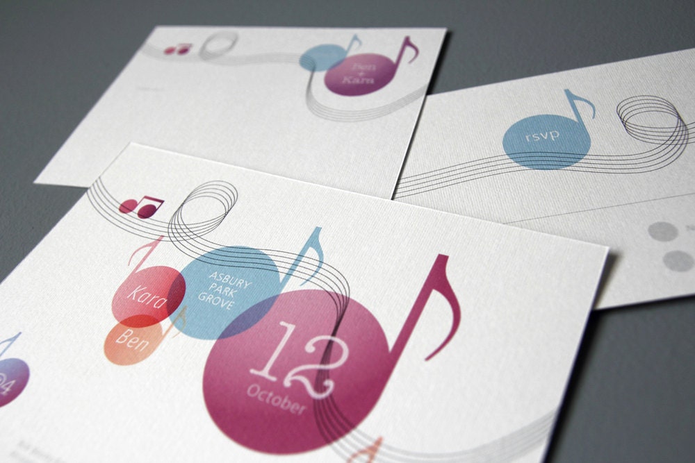 Music themed Wedding invitation set / Printable DIY suite / "Do - Re - Me & You"