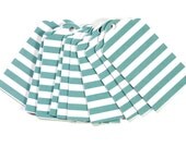 25 Die Cut Nautical Light Teal and White Horizontal Stripe Layered Gift Tags (3 x 1.6 inches) - Escort Cards, Scrapbooking, etc.