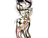 Trixies Tea (Hand Embellished w/ Gold Leaf Print) by Miss Mindy