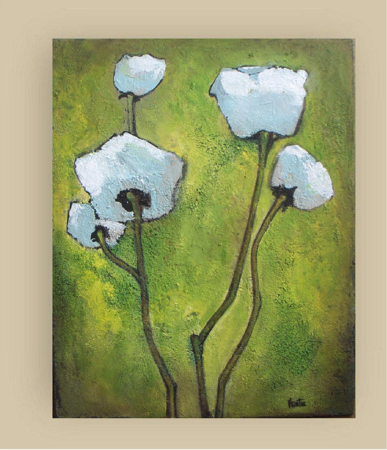 Still life - Original acrylic painting on stretched canvas - Floral - Flowers landscape painting - 16"x20"