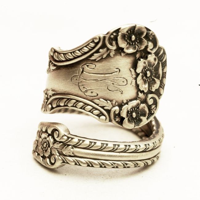 Vintage Buttercup Floral Sterling Silver Spoon Ring, Handmade in Your Size (3793)