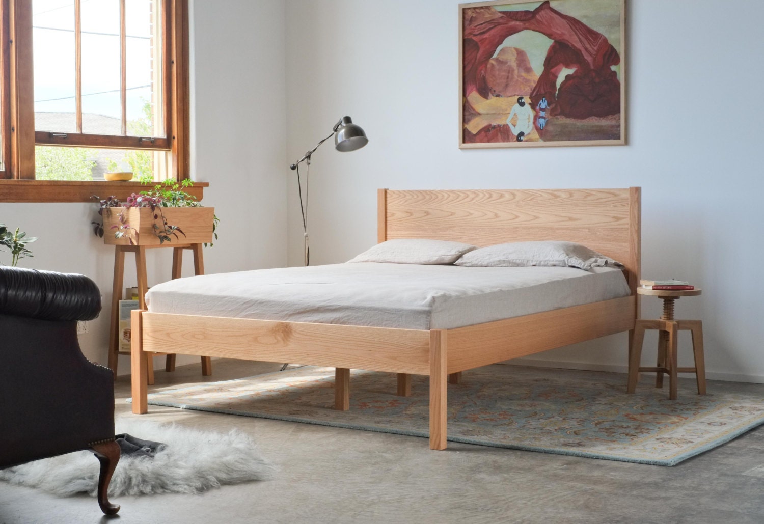 Featured Item - Solid Red Oak Queen Bed Frame and Headboard