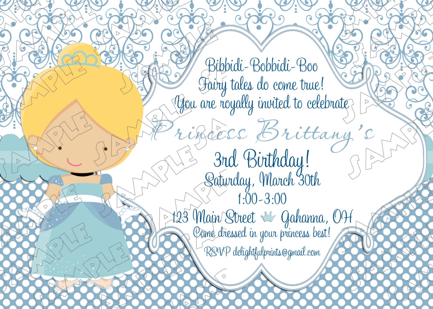 Princesses Cinderella disney inspired birthday invitation...DIY you print custom photo card by delightfulprints Il_570xn