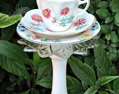 Garden Totem Stake Teacup Bird Feeder - As Featured in Flea Market Gardens Magazine