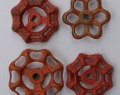 Free Shipping-Orange you Happy- 4 Super Patina Vintage Valve/ Faucet Handles/Water Knobs/Garden Faucet Knobs