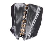 Gun Metal Satin Corset -  Reversible Handmade Vintage Corset,  Sexy Glamour Girl Chic, Rocker, Burlesque, hot hot hot