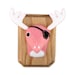 Small Faux Taxidermy, Plush Deer Pirate Trophy - Penelope The Pink Deer-Moose Pirate - Spring Sale